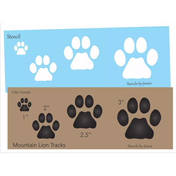 Stencils by Joanie STENCIL Mountain Lion Paw Print Animal Track