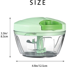 Food Chopper,Garlic Chopper with Container,Vegetable Kitchen Cutter,Pull String Hand Manual Food Processor Sharp Blades Mincer Shredder for Cutting Onions Chili Ginger Seasoning (Green, 500)