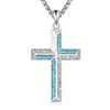 URONE Cross Necklace 925 Sterling Silver Cross Turquoise Pendant Necklace