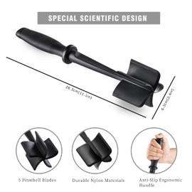 Meat Chopper Masher for Ground Beef and Hamburger Meat, Heat Resistant 5 Curved Blades Ground Beef Smasher, Nylon Meat Spatula Hamburger Chopper, Mix and Chop Kitchen Tool