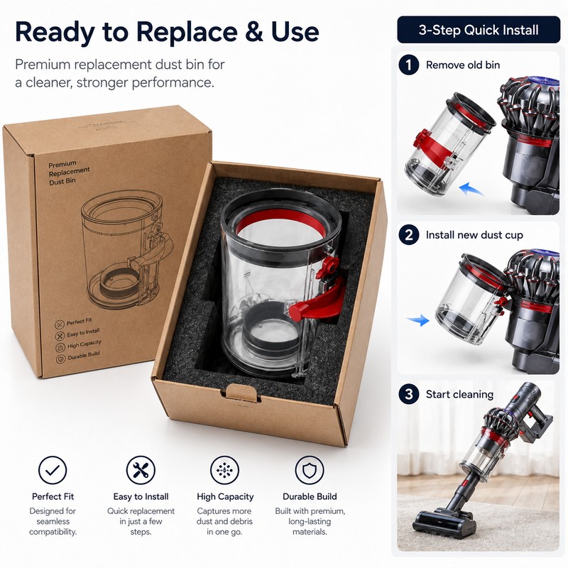 Dust Bin Replacement for Dyson V11 Vacuums – Compatible Plastic