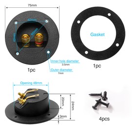 VooGenzek Black 2 Way Speaker Round Spring Cup, Speaker Box Terminal Cover Post Round Spring Cup Connectors Subwoofer Plug