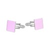 Rhodium Plated Pink Enamel Cufflinks 12 x 12 mm