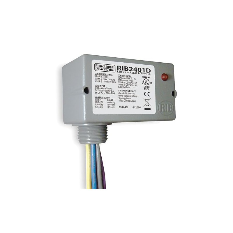 FUNCTIONAL DEVICES RIB RIB2401D 10 AMP DPDT, 24 VAC/DC/120 VAC
