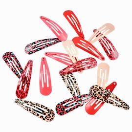 HAARallerliebst® Pack of 18 Hair Clips Girls Women Colourful Hair Clips in 6 Colours (Leo Print, Pink, Red), 50 mm Baby Children's Hair Clip with Box Hair Clip Hair Accessories