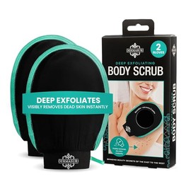 Dermasuri - Guante Exfoliante Profundo - Guantes Exfoliante Coreano y Exfoliante Corporal - Exfoliante para Queratosis Pilaris - Guante Autobronceador y Exfoliantes para Vellos Encarnados - Guantes de Ducha para Mujer y Hombre - (Paquete de 2)