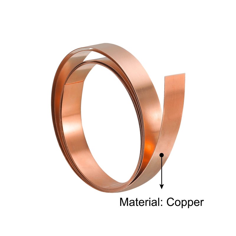 uxcell Copper Sheet Roll, 2000mm x 10mm x 0.2mm 99.9%