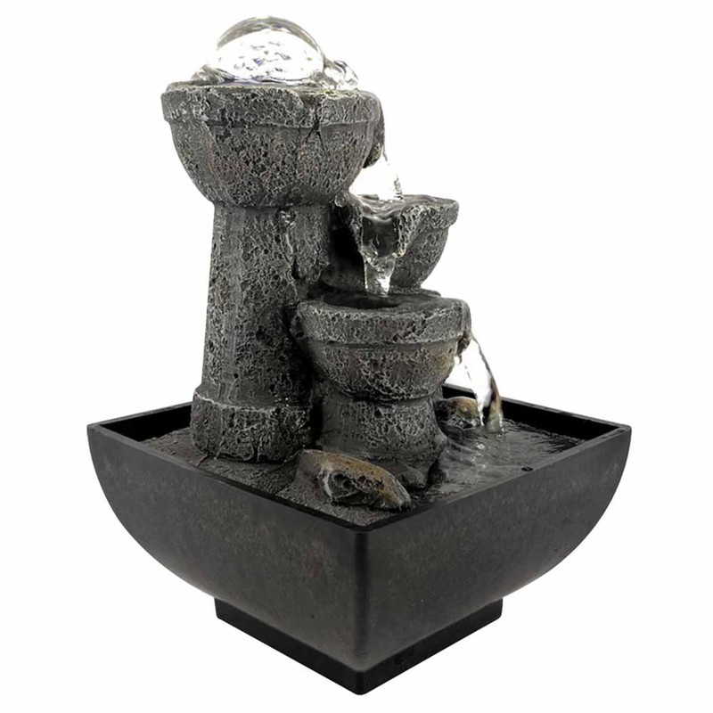 LED Illuminated Tabletop Waterfall Flowing Water Fountains with Ball for