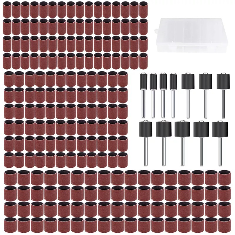 XCAN 252Pcs Sanding Drum Kit Nail Drill Bits w/Box 80Grit