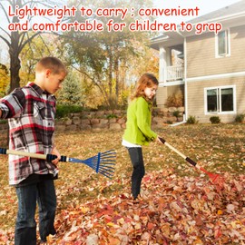 2 Pack Kids Rakes for Leaves, 28" Metal Small Lawn Rakes with Hardwood Handle and Soft Foam Grip, Cute Leaf Rake Garden Tools Set for Kids Boys and Girls