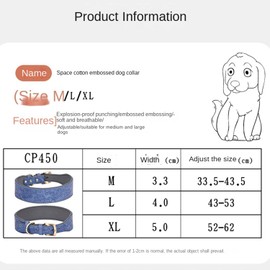 Serijoars Leather Dog Collar, for Large Dogs, Medium Dogs & Small Dogs, Adjustable Soft Padded Collar for Dogs, Embossed Print Leather Dog Collars (XL, Blue)