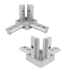 DGZ 2pcs 4040 Series 3-Way End Corner Bracket Connector,for European Standard 4040 Series T Slot Aluminum Extrusion Profile, Silver