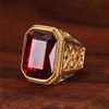 PAURO Men's Stainless Steel Vintage Golden Square Wedding Ring with