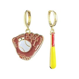Colorful Baseball Shape Sports Lover Dangle Earrings for Women Jewelry (B)