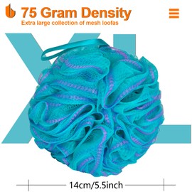 Urbanstrive Shower Bath Sponge XL 75g Soft Shower Loofahs Balls for Body Wash Men Women Bathroom Accessories, 1 Pack, Black (Green-Purple)