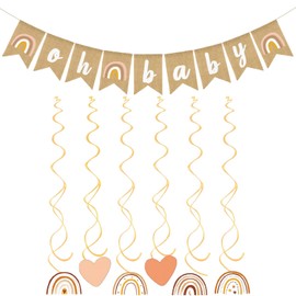 Baby Shower Decoration, 7-Piece Set with Baby Carrier and Hanging Decoration, Ideal for Gender Reveal Party, Baby Shower, Christening and Other Newborn Celebrations