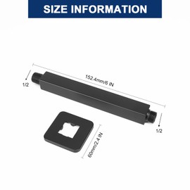 NearMoon Ceiling Mounted Shower Arm with Flange, Universal Connection 1/2 NPT Straight Square Shower Arm for Fixed Rain Shower Head, Made of Thicken Stainless Steel (6 Inch, Matte Black)