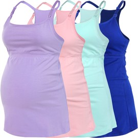 SUIEK Racerback Nursing Tank Tops Cami Maternity Bra Breastfeeding T Shirts (Large)