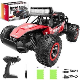 BEZGAR Remote Control Car - 2.4GHz High Speed 33KM/H RC Cars Toys, 1:14 Monster RC Truck Off Road with LED Headlight and Rechargeable Battery Gifts for Adults Boys 8-12, Summer Gift Ideas, Birthday Gift Ideas, TB141 RC truck, Fun & durable rc car:_RED