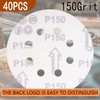 ZUYUEE 40PCS 125mm Sanding Discs 150 Grit,8-Hole Sand Paper,Sandpaper for