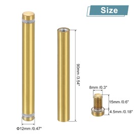 QUARKZMAN Pack of 4 Stainless Steel Wall Spacers, 12 x 100 mm Standoff Bolts, Spacer Screws for Acrylic Glass, Sign Holder, Advertising Boards, Gold