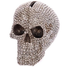 Puckator Tone Skull Money Box, Resin, Silver/Black, 11 x 15.5 x 12 cm