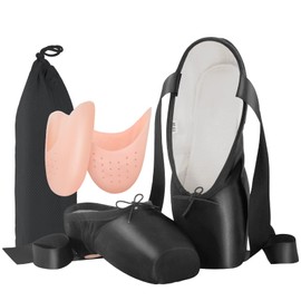 IJONDA Zapatillas de Punta de Ballet Dance para Mujer Pointe Zapatos con Puntera y Bolsa de Malla, Rosado