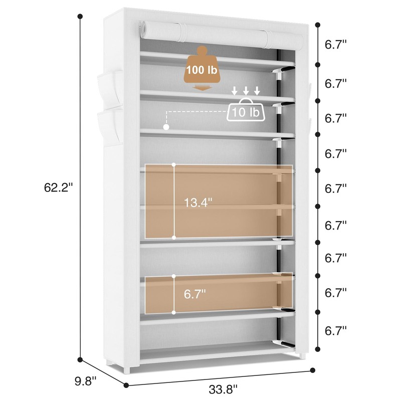 LANTEFUL Shoe Rack with Covers 10 Tier Tall Shoe Rack