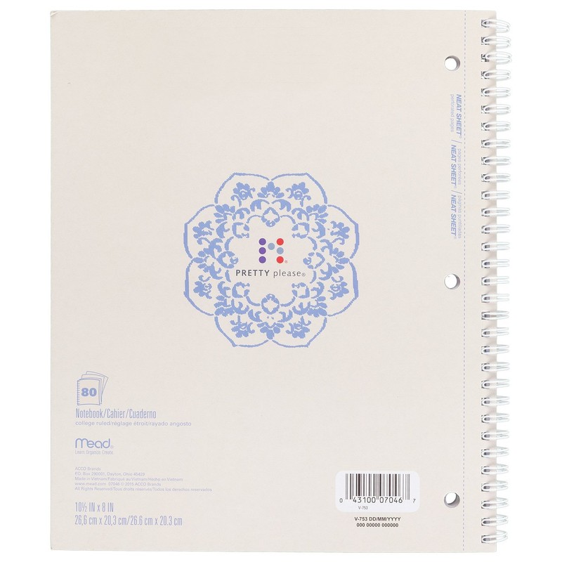 Mead Spiral Notebook, College Ruled, 80 Sheets, 9" x 10-1/2",