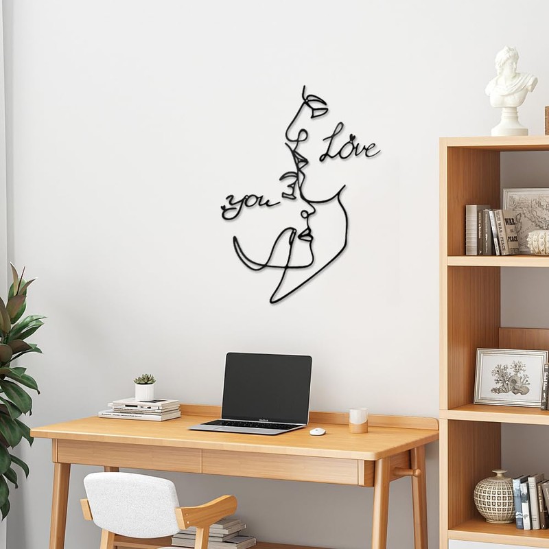 duisoad Faces Line Art Wall Decoration, Metal Black for Living