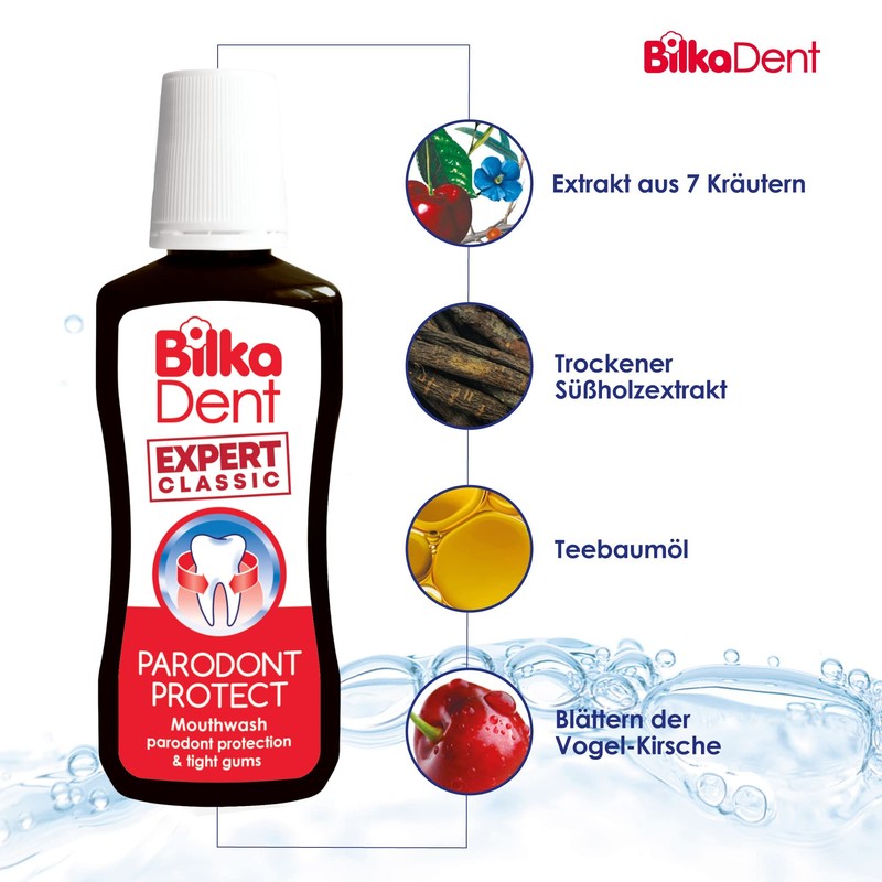 BilkaDent Expert Parodont Protect Mundspülung, Zahnfleischschutz Mundwasser mit Kräuterkomplex, 1