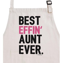 ThisWear Inspirational Gifts For Aunt Best Effin Aunt Ever Two Pocket Adjustable Bib Apron Cream