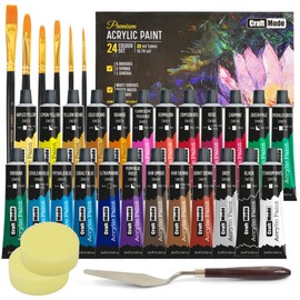 Craft Mode Acrylic paint set 24 x 22ml Perfect for Canvas, Wood, Ceramic, Rock, Fabric & Crafts. Non-Toxic, Quick Dry & Vibrant Colours. Rich Pigments, Lasting Qualit