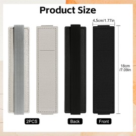 Tokusatsu 2 Pack Adjustable Elastic Pen Holder for Notebook, PU Leather Pencil Pouch with Stretchable Band, Fits Journals, Binders, Planners, Bibles, Books, Portable Pen Sleeve Pouch (Black Gray)