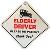 Elderly Driver Please Be Patient Window Sucker Sign, Blue, one