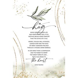 DEXSA A Hug Wood Plaque with Inspiring Quotes 6"x9" - Elegant Vertical Frame Wall & Tabletop Decoration | Easel & Hanging Hook | When sorrow enters life and heartstrings feel a tug | Made in the USA