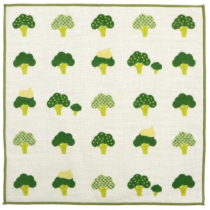 Hamamonyo Washed Towel Handkerchief, Morimori Broccoli, Green