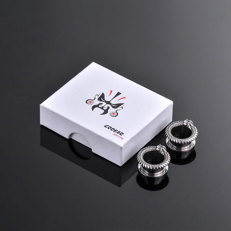 COOEAR Gauges for Ears, Dragon Steel Tunnels Flesh Earring, Stainless
