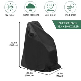 MUTUSHI Wheelchair Cover Electric Wheelchair Cover with Zipper and Drawstring 420D Oxford Waterproof Wheelchair Cover for Storage Prevent Rain Wind Dust Sun UV Black, 39.4 "L×29.5" W ×39.4 "H