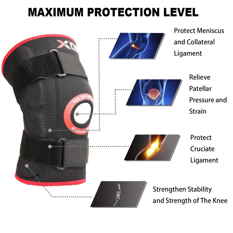 Knee Support Hinged Brace Adjustable Neoprene Elasticated Support Sleeve Open
