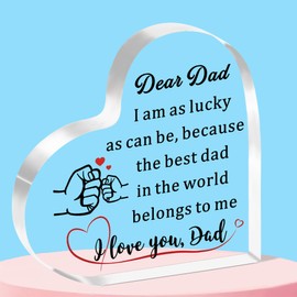 QMVMV Dad Gifts from Son Daughter Heart-Shaped Acrylic Plaque Gifts for Dad Thanksgiving Birthday Father's Day Gift Best Dad Gifts