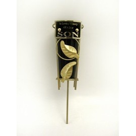 Cemetery Grave Vase with Metal Spike - In Loving Memory of a Dear SON plaque. Includes black plastic insert vase.