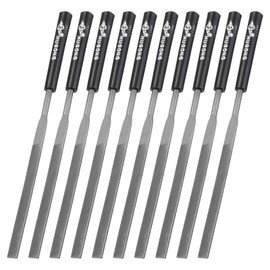 sourcing map 20pcs Second Cut Steel Flat Needle File with Plastic Handle, 4mm x 160mm