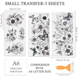 OLYCRAFT 3pcs/set Vintage Sunflower Rub on Transfers for Furniture and Crafts 15x30cm Butterfly Furniture Decals Transfer Stickers Rub on Decal with 1pc Scraper for Wood Furniture Home Decoration