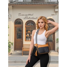 KEXYYUU Crossbody Bags for Women Soft Leather Crossbody Purses Small Shoulder Handbags with Two Adjustable Straps, Black&brown