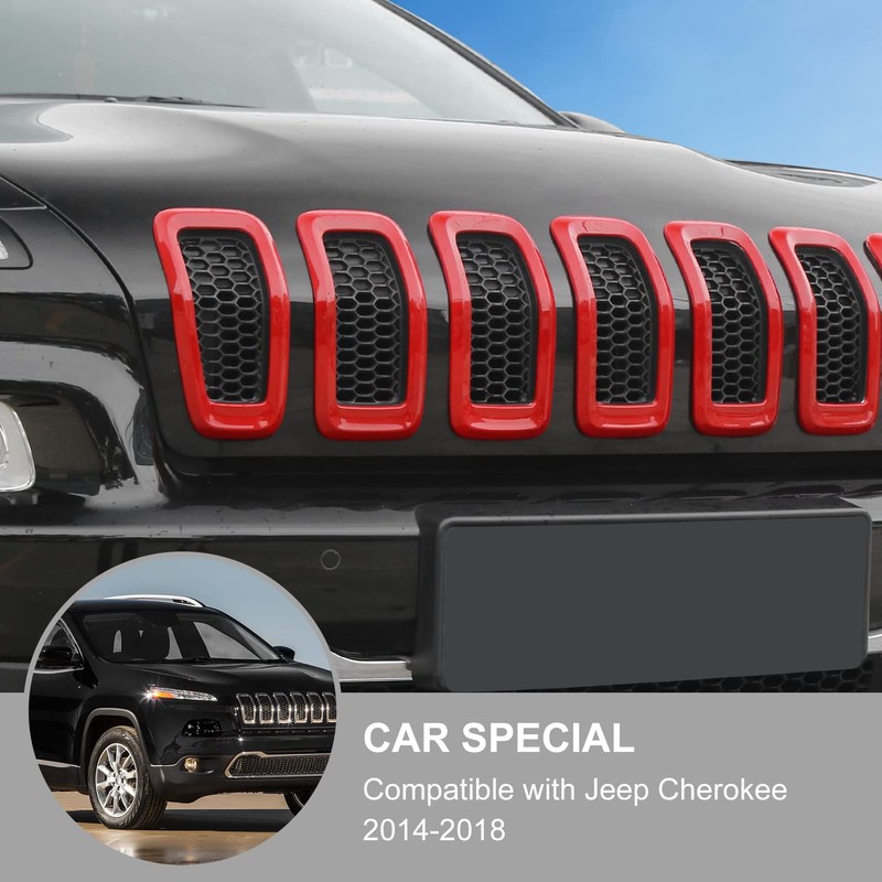 Front Grill Inserts Grille Cover Frame Trims for 2014-2018 Jeep