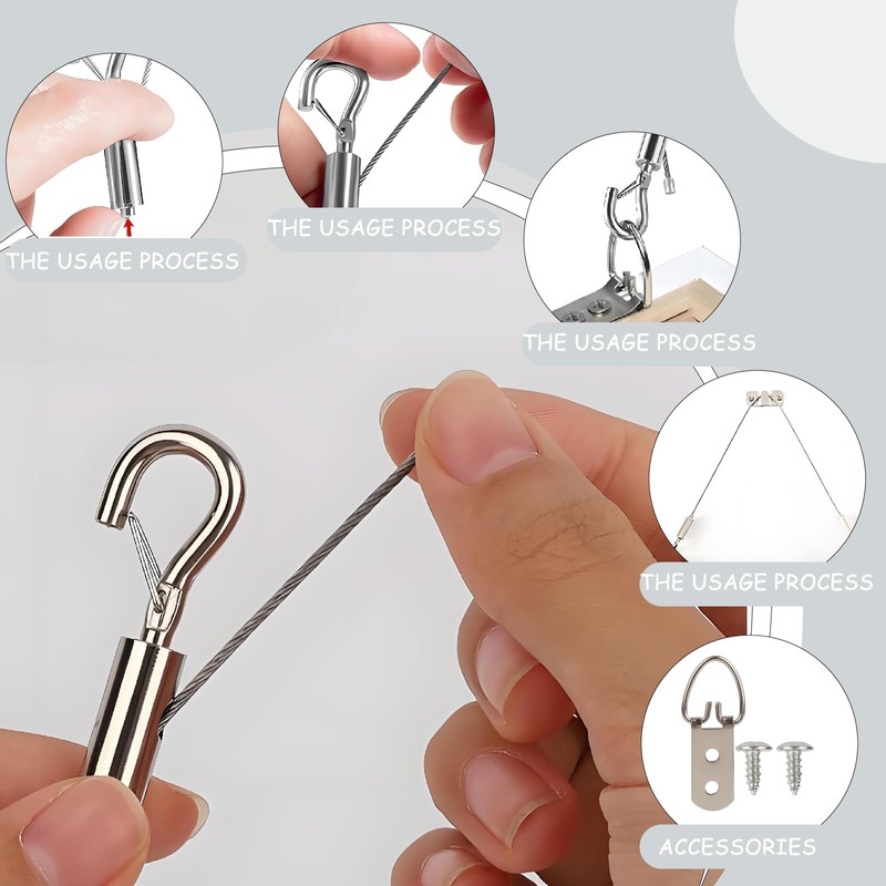 4 Sets Picture Hanging Kit, Supports up to 50lbs Include