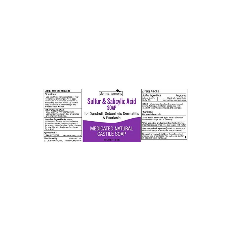 Dermaharmony 5% Sulfur and 2% Salicylic Acid Liquid Castile Soap