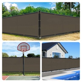 Bynbbur 4' x 20' Brown Privacy Fence Screen Net Fencing 90% Privacy Blockage Windscreen Mesh Shade Cover with Copper Grommet for Patio Backyard Garden Swimming Pool, Zip Ties Included