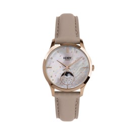 Henry London Unisex Adult Moon Phase Quartz Watch with Leather Strap HL35-LS-0320